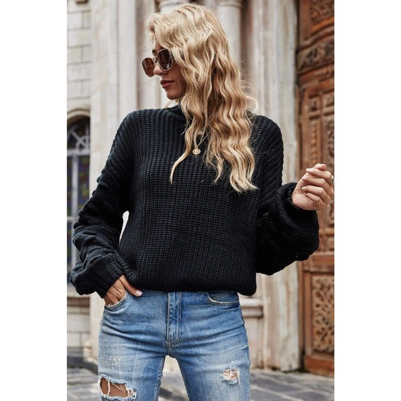 Weekend Style Rib-Knit Dropped Shoulder Sweater - Picture 6 of 15